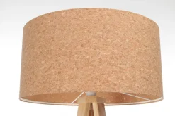 BPS Koncept Stehleuchte Wohnzimmer 146 cm Dreibein Holz Kork E27< Moderne Lampen|Holzlampen