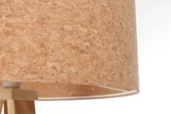 BPS Koncept Stehleuchte Wohnzimmer 146 cm Dreibein Holz Kork E27< Moderne Lampen|Holzlampen