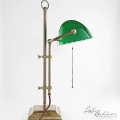 Schreibtischlampen|Metall Lampen*Berliner Messingleuchten Stilvolle Bankerleuchte Messing Glas mit Zugschalter