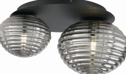 Wohnzimmerlampen|Glaslampen*Eco-Light Stilvolle Deckenleuchte Rauchglas 2-flmg E27 dekorativ