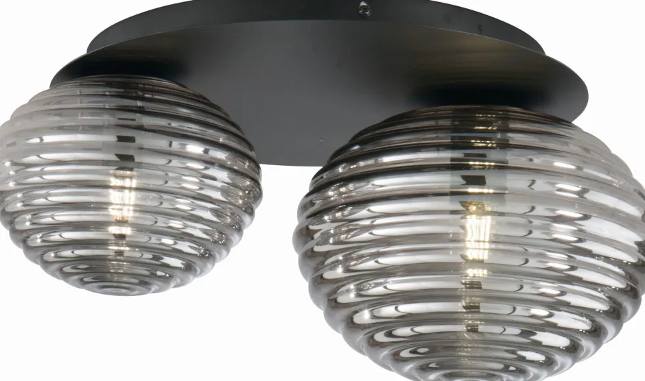 Wohnzimmerlampen|Glaslampen*Eco-Light Stilvolle Deckenleuchte Rauchglas 2-flmg E27 dekorativ