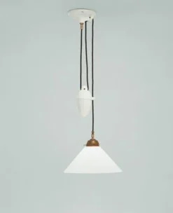 Hängelampen|Wohnzimmerlampen*Berliner Messingleuchten Stilvolle Hängelampe Messing Glas Weiß E27 Ø30 cm rund