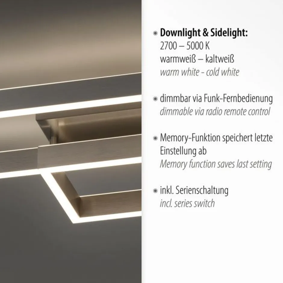 Deckenleuchten|Flurlampen*Paul Neuhaus Stilvolle LED Deckenlampe Silber Fernbedienung dimmbar