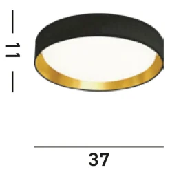 Wohnzimmerlampen|Esszimmer Lampen*Searchlight Stilvolle LED Deckenlampe Ø37 cm 3000 K in Schwarz Gold