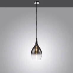 Hängelampen|Bürolampen*Paul Neuhaus Stilvolle Pendelleuchte Glas Chrom Anthrazit E27 Ø20 cm