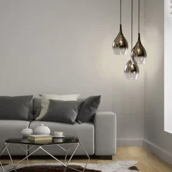 Paul Neuhaus Stilvolle Pendelleuchte Glas Chrom Anthrazit E27 3-flmg< Hängelampen|Bürolampen