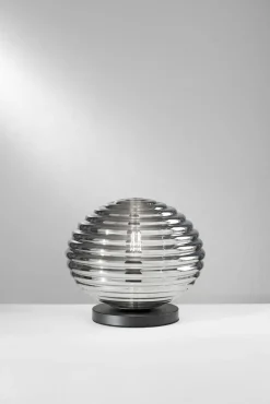 Eco-Light Stilvolle Tischlampe Rauchglas 28 cm E27 dekorativ< Wohnzimmerlampen|Glaslampen