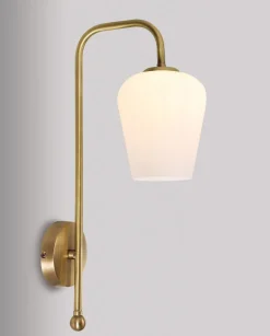 Wandleuchten|Küchenlampen*Giovanni Battista Stilvolle Wandlampe Glas Echt-Messing TALIS