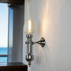 Wandleuchten|Lampen Aus Aller Welt*Laura Suardi Stilvolle Wandlampe GRETA Chrom Jugendstil Bad Flur