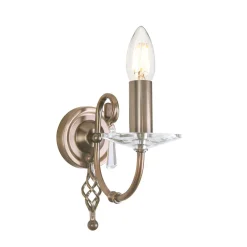 Wandleuchten|Designerlampen*Elstead Stilvolle Wandlampe Metall Kristall in Messing antik