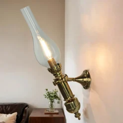 Wandleuchten|Lampen Aus Aller Welt*Laura Suardi Stilvolle Wandleuchte GRETA Messing Glas Antik