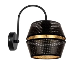 Belis Stilvolle Wandleuchte Metall Schwarz Gold H:25 cm E27< Küchenlampen|Metall Lampen