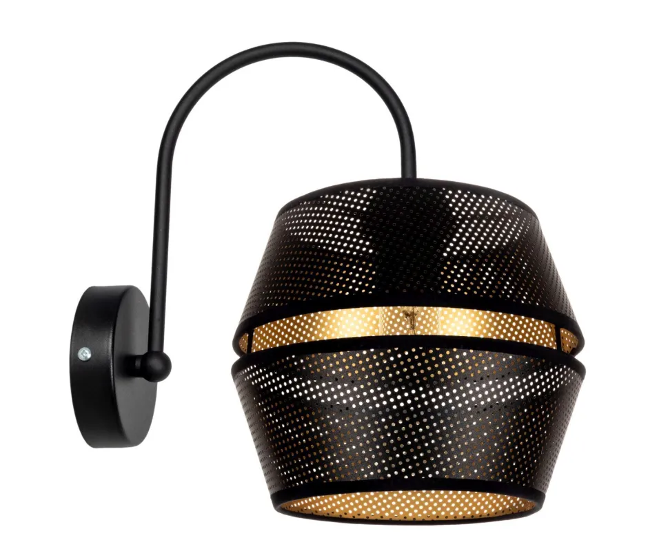 Belis Stilvolle Wandleuchte Metall Schwarz Gold H:25 cm E27< Küchenlampen|Metall Lampen
