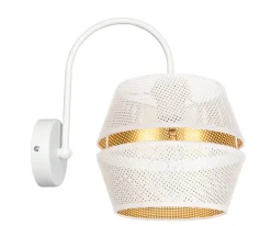 Belis Stilvolle Wandleuchte Metall Weiß Gold H:25 cm E27< Wohnzimmerlampen|Küchenlampen