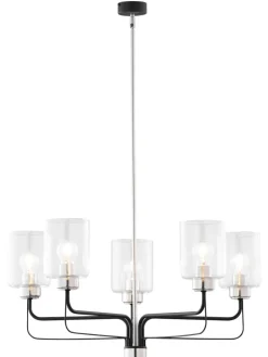 Moderne Lampen|Glaslampen*Jupiter Stilvoller Kronleuchter Glas Metall E27 5-flammig