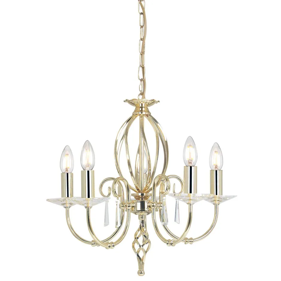 Elstead Stilvoller Lüster in Messing mit Kristall CANDELA< Hängelampen|Esszimmer Lampen