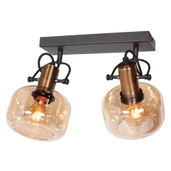 Steinhauer Stilvoller Wandstrahler Schwarz Bernstein E27 B:40 cm< Spots|Wandleuchten