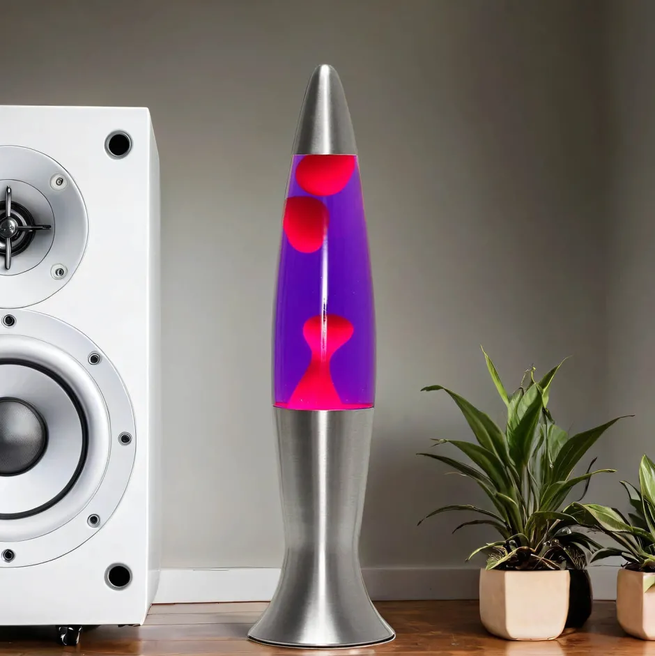 Easylight Stimmungsvolle Lavalampe Lila Rot Silber 40cm ANGELINA< Retro Lampen|Lavalampen
