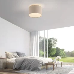 Just Light Stoff Deckenlampe blendarm Beige E27 Ø35 cm gemütlich< Wohnzimmerlampen|Stofflampen
