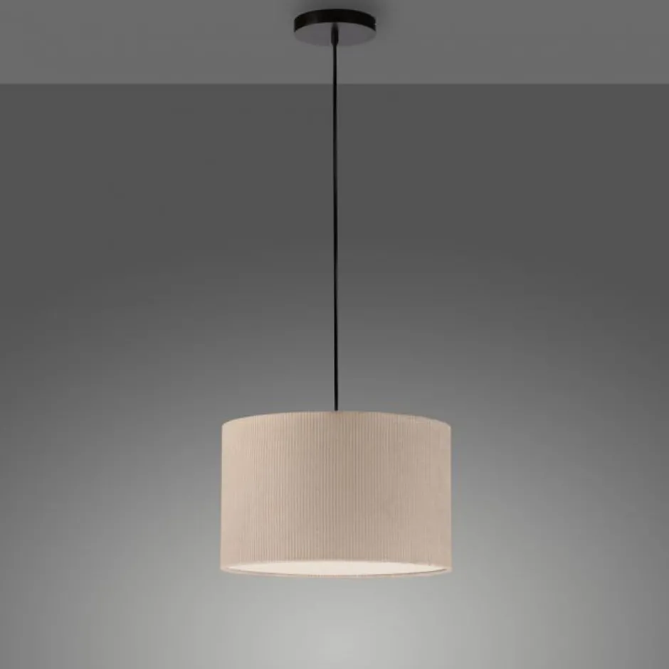 Hängelampen|Bürolampen*Just Light Stoff Hängelampe blendarm Beige E27 Ø45 cm gemütlich