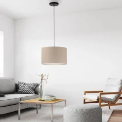 Hängelampen|Bürolampen*Just Light Stoff Hängelampe blendarm Beige E27 Ø45 cm gemütlich