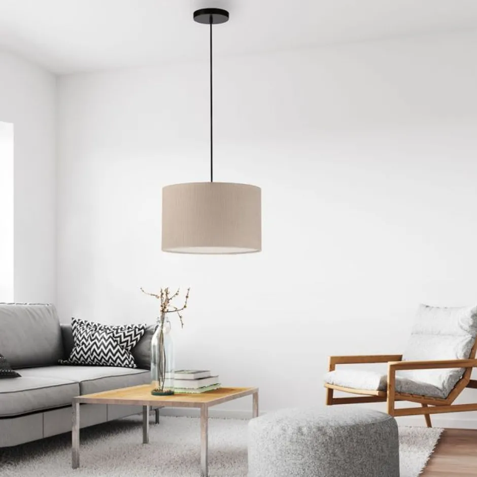 Hängelampen|Bürolampen*Just Light Stoff Hängelampe blendarm Beige E27 Ø45 cm gemütlich