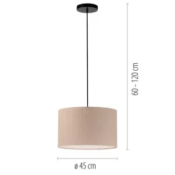 Hängelampen|Bürolampen*Just Light Stoff Hängelampe blendarm Beige E27 Ø45 cm gemütlich