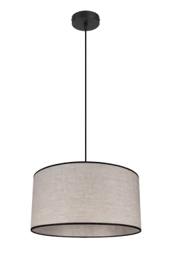 Hängelampen|Bürolampen*Belis Stoff Hängelampe blendarm Schwarz Beige E27 Ø40 cm rund
