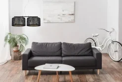 Bürolampen|Wohnzimmerlampen*Belis Stoff Hängelampe blendarm Graphit Muster E27 70 cm lang