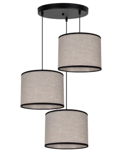 Belis Stoff Hängelampe blendarm Schwarz Beige E27 Ø45 cm rund< Hängelampen|Bürolampen