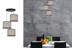 Belis Stoff Hängelampe blendarm Schwarz Beige E27 Ø45 cm rund< Hängelampen|Bürolampen