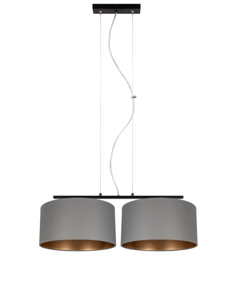 Belis Stoff Hängelampe blendarm Graphit Gold E27 70 cm lang< Bürolampen|Wohnzimmerlampen