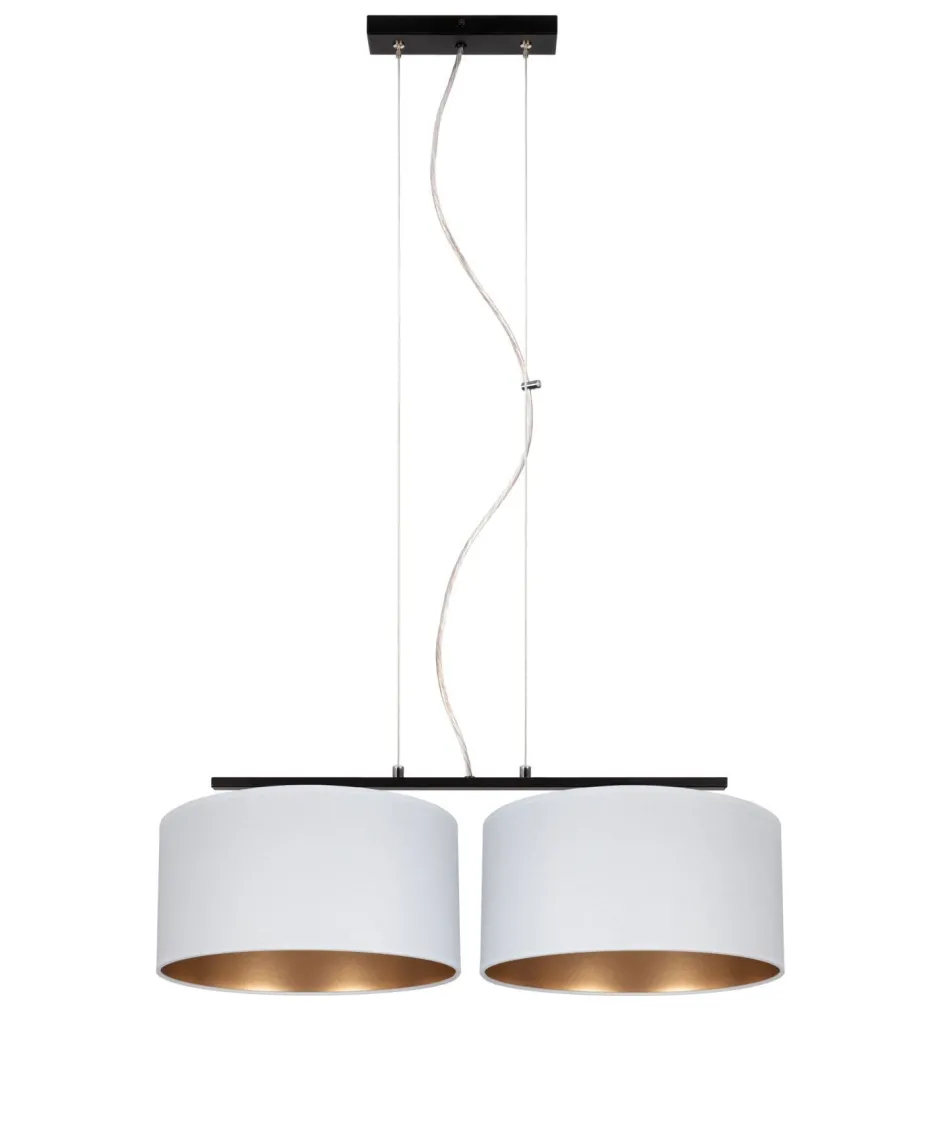 Belis Stoff Hängelampe Schwarz Weiß Gold E27 70 cm lang< Wohnzimmerlampen|Esszimmer Lampen