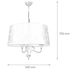 Jupiter Stoff Hängeleuchte mit Barock Motiv GANARA Lampe< Hängelampen|Esszimmer Lampen