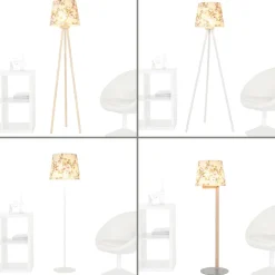 Duolla Stoff Lampenschirm Stehlampe Weiß Rosa Blumen E27< Lampenschirme