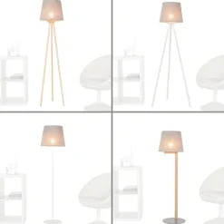 Lampenschirme*Duolla Stoff Lampenschirm Stehlampe Grau E27 WILLOW