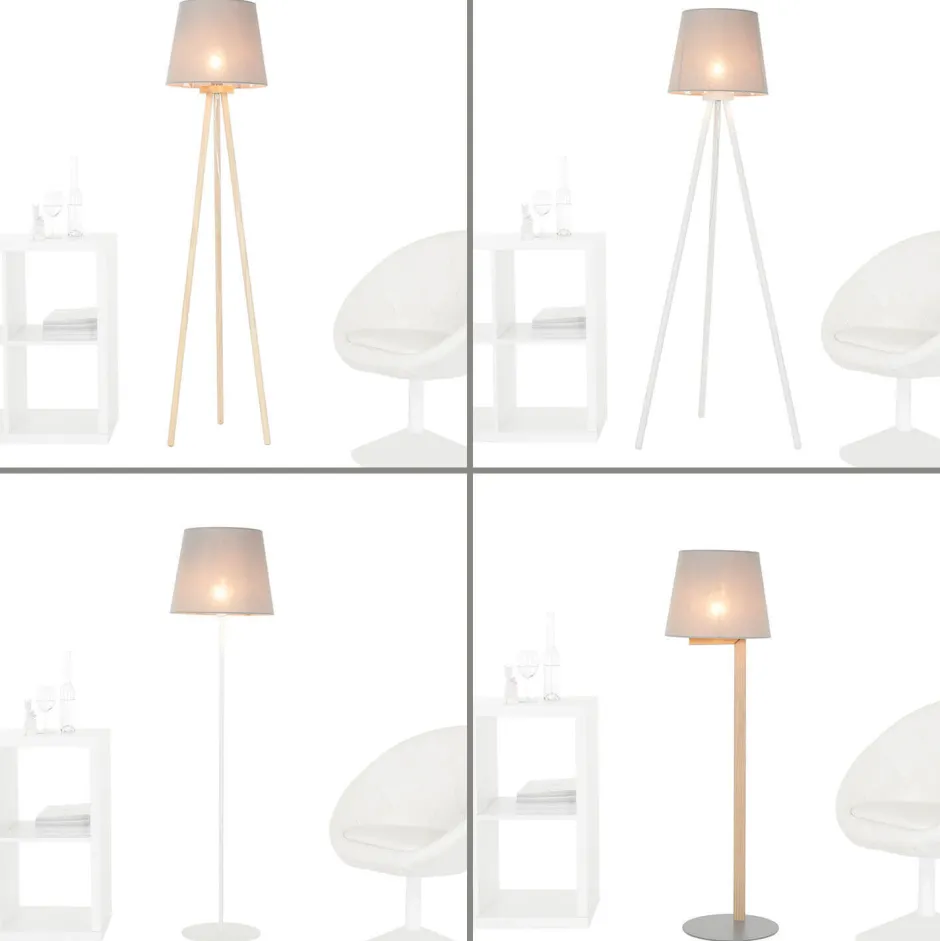 Lampenschirme*Duolla Stoff Lampenschirm Stehlampe Grau E27 WILLOW