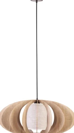 Sigma Stoff Pendelleuchte Beige Eiche blendarm E27 rund< Hängelampen|Kugellampen