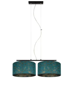 Belis Stoff Pendelleuchte blendarm Grün Muster E27 70 cm lang< Hängelampen|Bürolampen