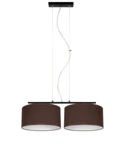 Belis Stoff Pendelleuchte blendarm Braun Weiß E27 70 cm lang< Hängelampen|Bürolampen