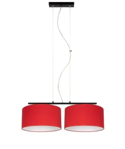 Belis Stoff Pendelleuchte blendarm Rot Weiß E27 70 cm lang< Hängelampen|Bürolampen