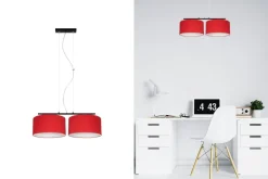 Belis Stoff Pendelleuchte blendarm Rot Weiß E27 70 cm lang< Hängelampen|Bürolampen