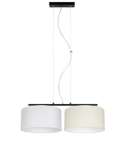 Belis Stoff Pendelleuchte blendarm Weiß Ecru E27 70 cm lang< Hängelampen|Bürolampen