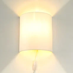 Stofflampen|Schlafzimmer Lampen*Nowodvorski Stoff Wandlampe mit Kabel Schalter Weiß ALICE