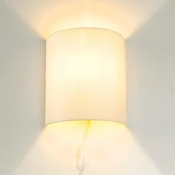Nowodvorski Stoff Wandleuchte mit Kabel Schalter Creme ALICE< Stofflampen|Schlafzimmer Lampen