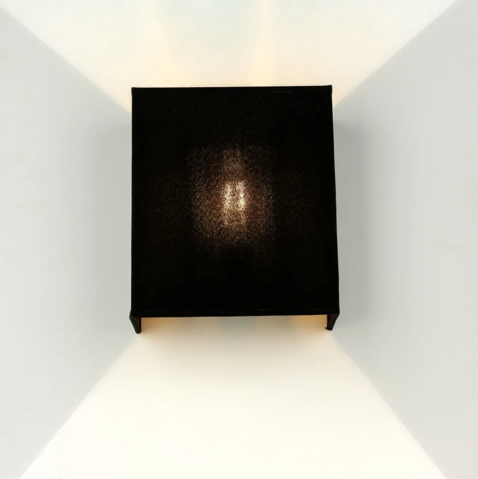 Duolla Stoff Wandleuchte Schwarz eckig E27 Loft Design ALICE< Wandleuchten|Flurlampen