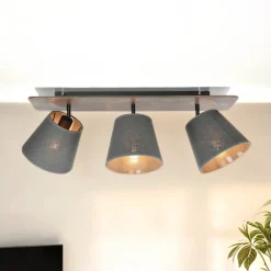 Deckenleuchten|Flurlampen*Nowodvorski Stoffschirm Deckenleuchte AWINION in Grau 3-flmg