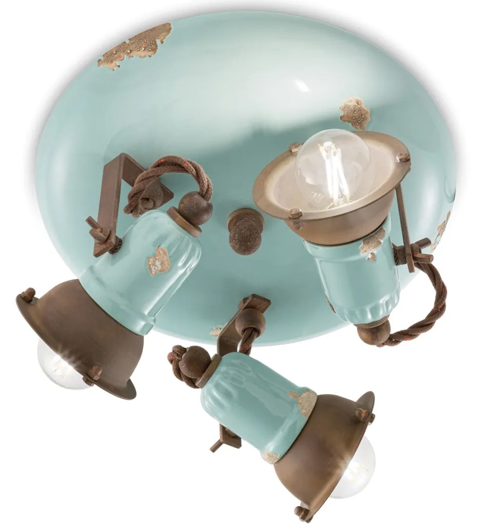 Wohnzimmerlampen|Keramiklampen*Ferroluce Strahler Metall Keramik verstellbar E14 3-flammig