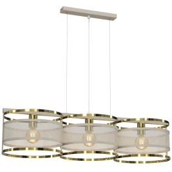 Hängelampen|Bürolampen*Luminex Stylische Hängelampe in Beige Gold 92 cm lang Loft