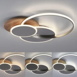 Paul Neuhaus Stylische LED Deckenlampe Holz Ringe 6000 lm dimmbar< Deckenleuchten|Flurlampen